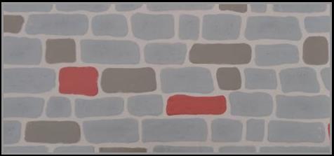Red, gray and brown painted cobblestone pattern 